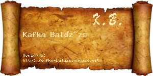 Kafka Balázs névjegykártya